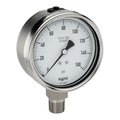 Noshok Pressure Gauge, 4" 304SS Case, 316SS Internals, 600 psi, 1/2 NPT Male Bottom Conn, Glycerin Filled 40-500-600-psi